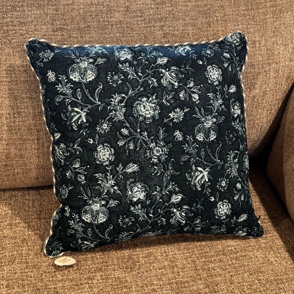 Threshold x Studio McGee Floral Accent Pillow - Navy and White